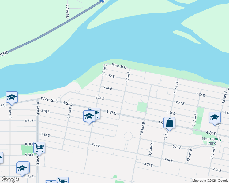 map of restaurants, bars, coffee shops, grocery stores, and more near 836 3 Street East in Prince Albert