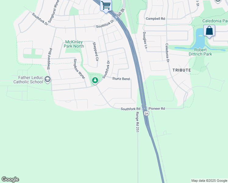 map of restaurants, bars, coffee shops, grocery stores, and more near 536 Sturtz Link in Leduc
