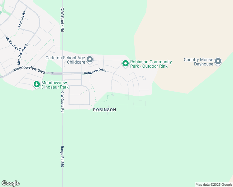 map of restaurants, bars, coffee shops, grocery stores, and more near Roberts Crescent in Leduc