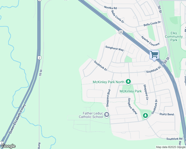 map of restaurants, bars, coffee shops, grocery stores, and more near 852 Southfork Green in Leduc
