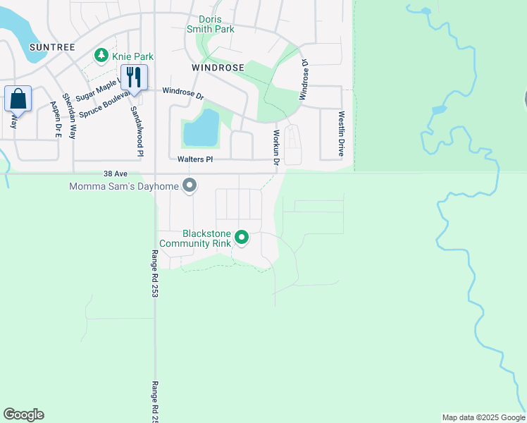 map of restaurants, bars, coffee shops, grocery stores, and more near 995 Berg Place in Leduc