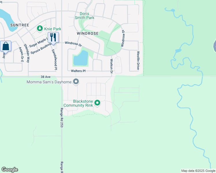 map of restaurants, bars, coffee shops, grocery stores, and more near 988 Berg Place in Leduc