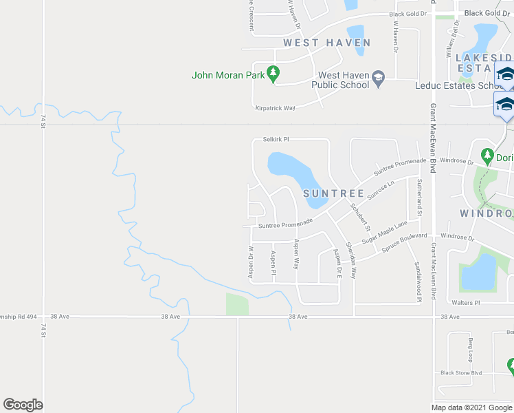 map of restaurants, bars, coffee shops, grocery stores, and more near in Leduc