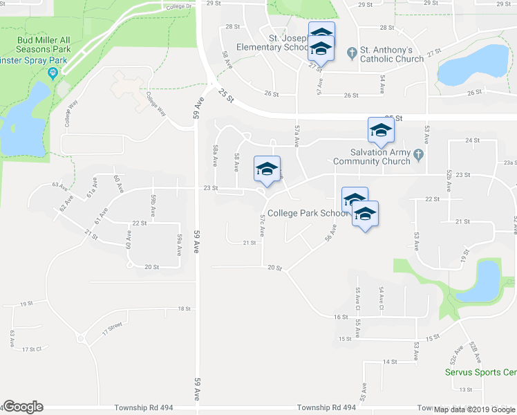 map of restaurants, bars, coffee shops, grocery stores, and more near 2212 57C Avenue in Lloydminster