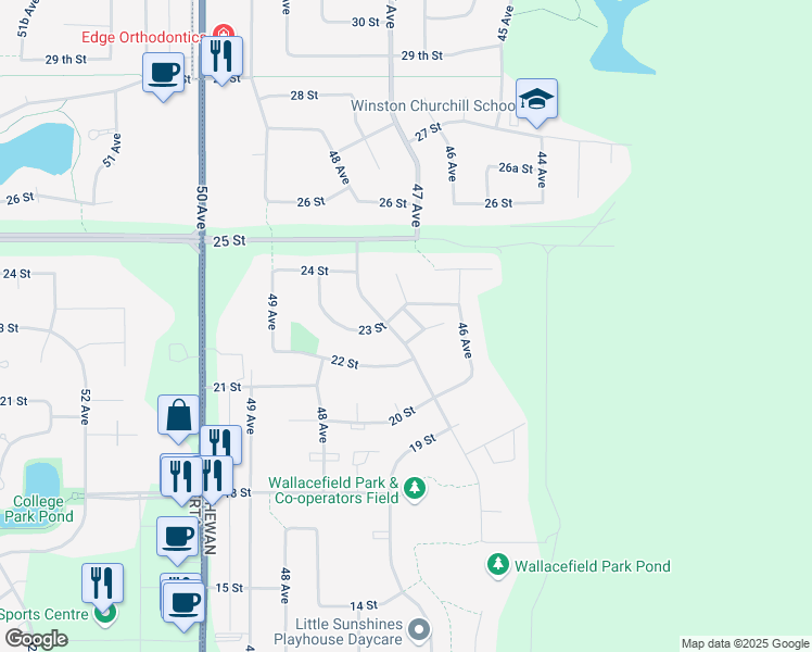 map of restaurants, bars, coffee shops, grocery stores, and more near in Lloydminster