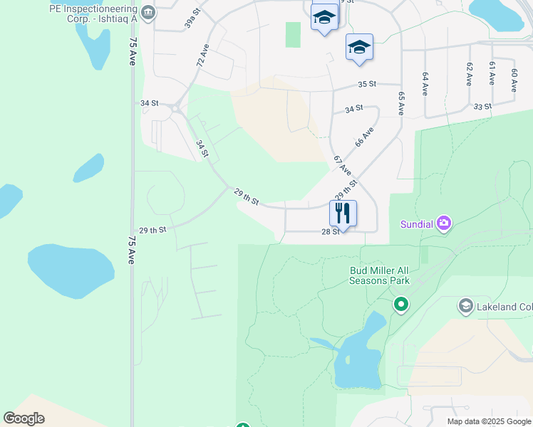 map of restaurants, bars, coffee shops, grocery stores, and more near 6803 29 th Street in Lloydminster