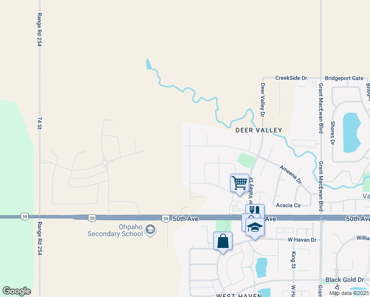 map of restaurants, bars, coffee shops, grocery stores, and more near 286 Avena Circle in Leduc
