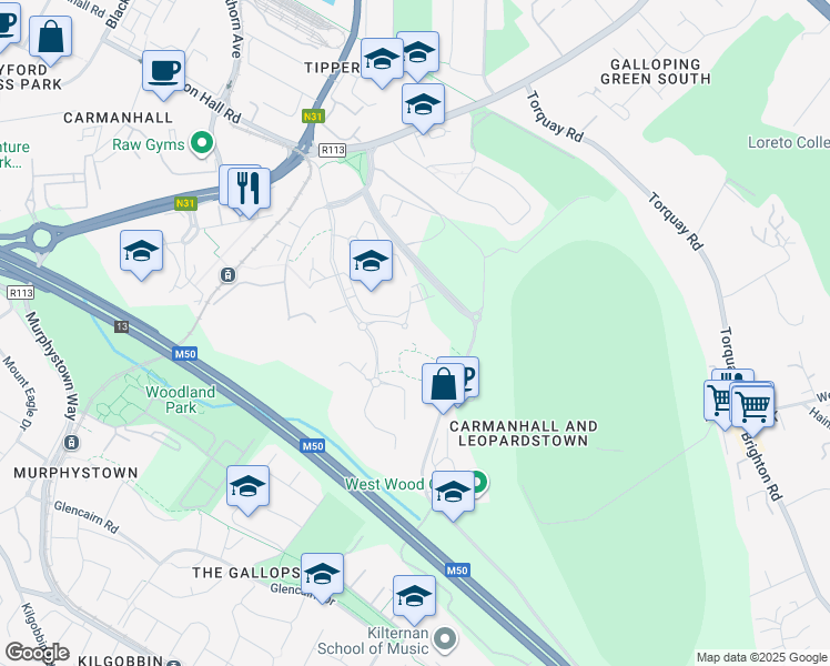 map of restaurants, bars, coffee shops, grocery stores, and more near in Dublin