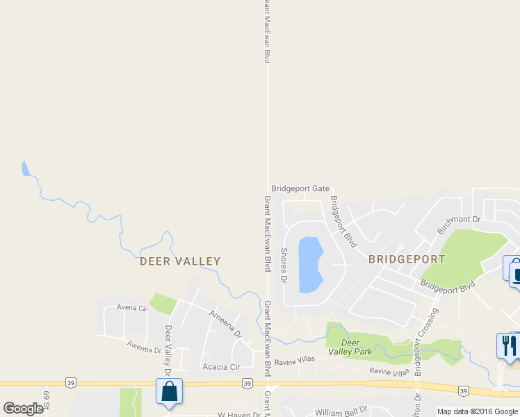 map of restaurants, bars, coffee shops, grocery stores, and more near 55 Shorewood Crescent in Leduc