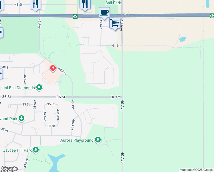 map of restaurants, bars, coffee shops, grocery stores, and more near 3615B 41B Avenue in Lloydminster