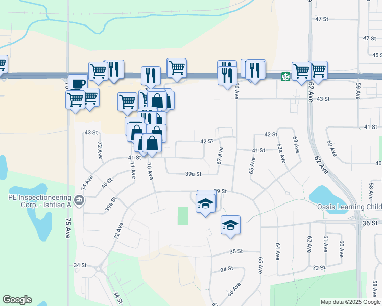 map of restaurants, bars, coffee shops, grocery stores, and more near 6814 41 Street in Lloydminster