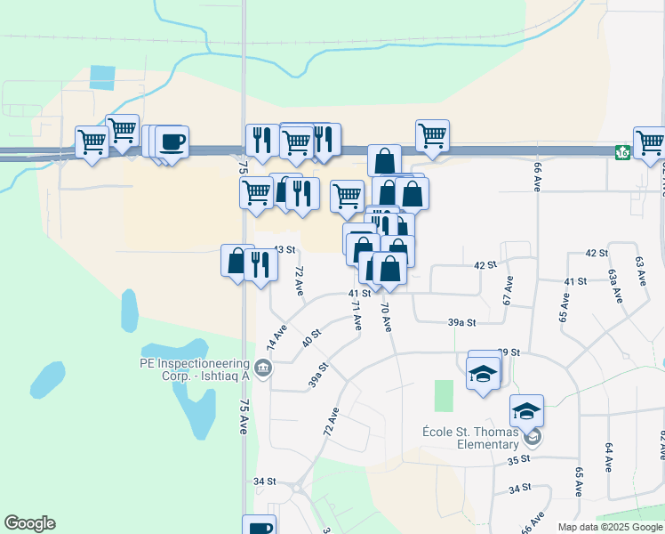map of restaurants, bars, coffee shops, grocery stores, and more near 4101 72 Avenue in Lloydminster
