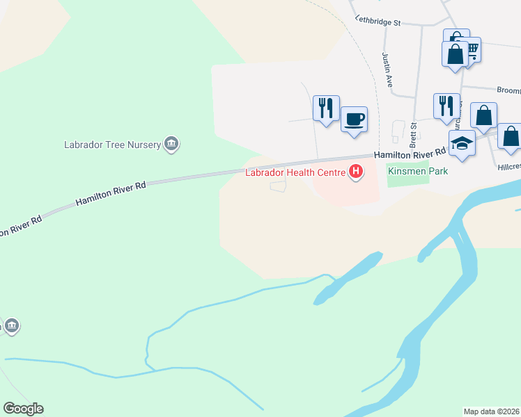 map of restaurants, bars, coffee shops, grocery stores, and more near 238-276 Hamilton River Road in Happy Valley-Goose Bay