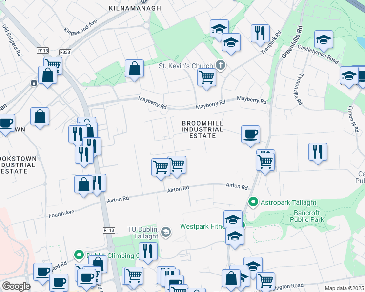 map of restaurants, bars, coffee shops, grocery stores, and more near in 