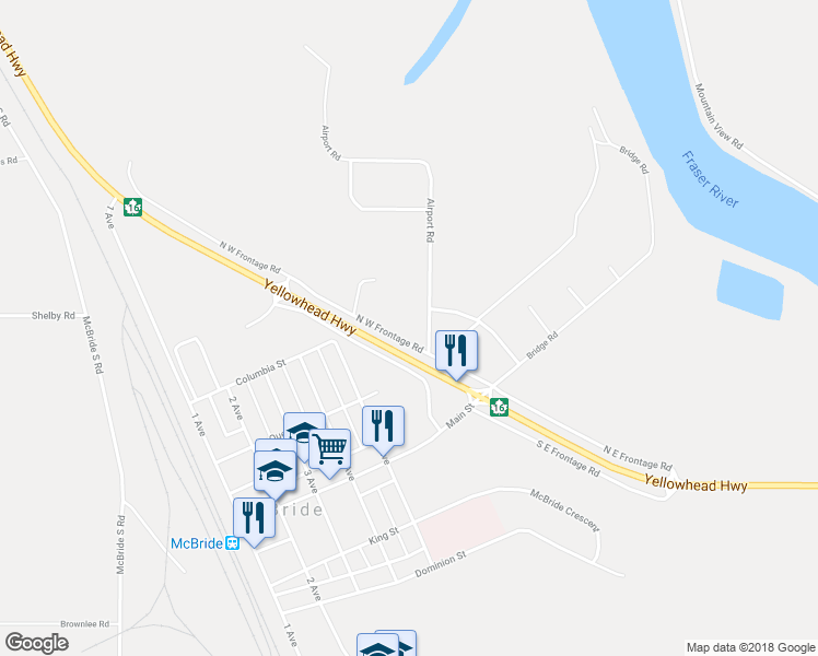 map of restaurants, bars, coffee shops, grocery stores, and more near 868 North West Frontage Road in McBride