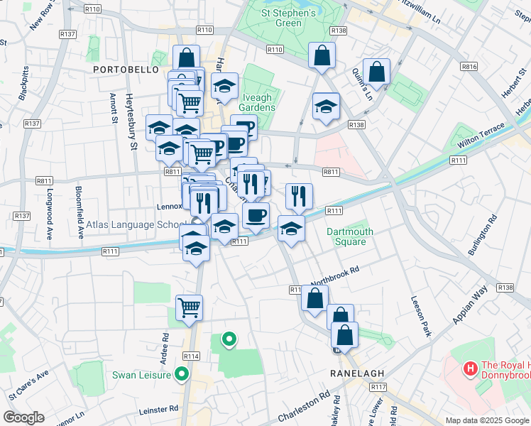 map of restaurants, bars, coffee shops, grocery stores, and more near in 