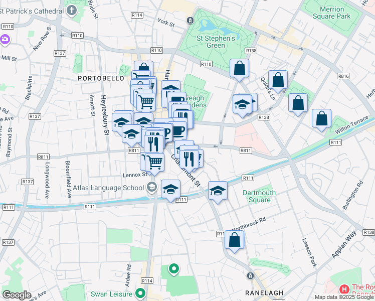 map of restaurants, bars, coffee shops, grocery stores, and more near in 