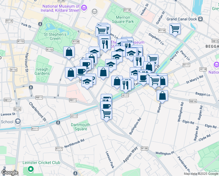 map of restaurants, bars, coffee shops, grocery stores, and more near in 