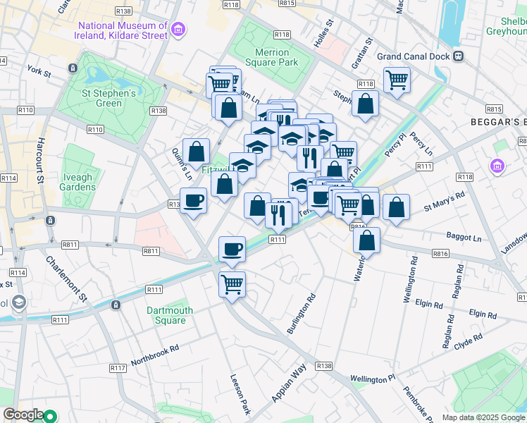 map of restaurants, bars, coffee shops, grocery stores, and more near in 