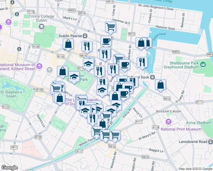 map of restaurants, bars, coffee shops, grocery stores, and more near in 