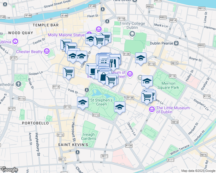 map of restaurants, bars, coffee shops, grocery stores, and more near in 