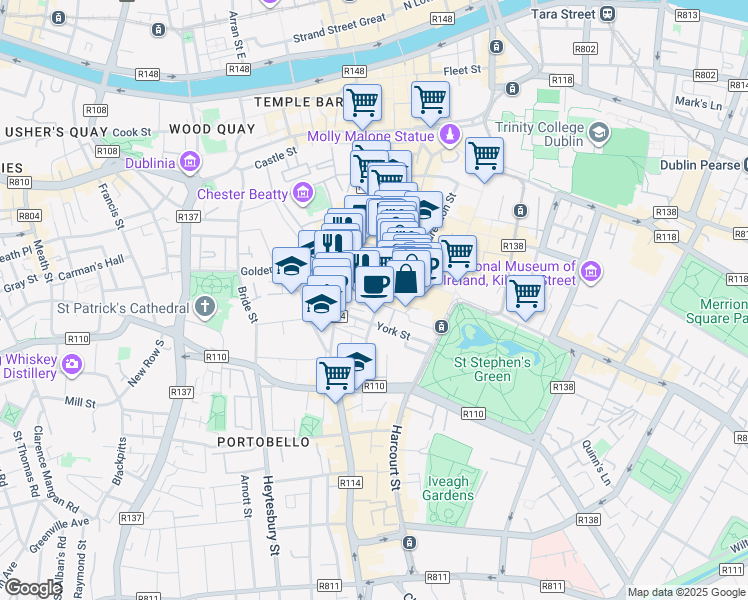 map of restaurants, bars, coffee shops, grocery stores, and more near in 