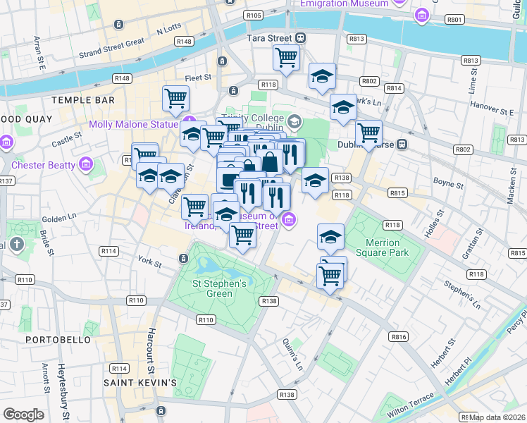 map of restaurants, bars, coffee shops, grocery stores, and more near in 