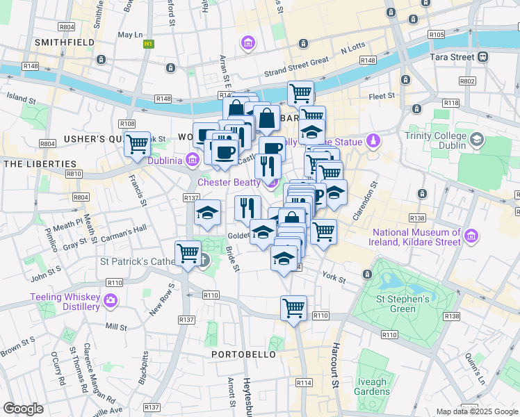 map of restaurants, bars, coffee shops, grocery stores, and more near in 