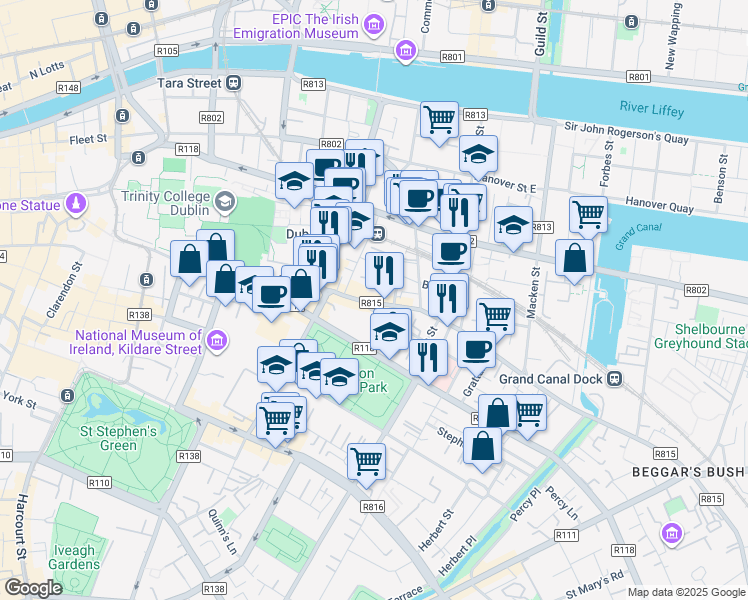 map of restaurants, bars, coffee shops, grocery stores, and more near in 