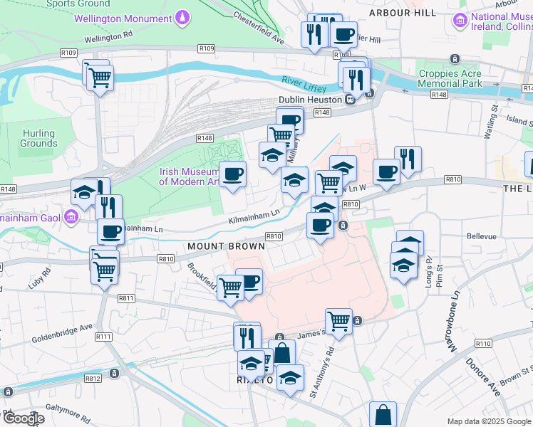 map of restaurants, bars, coffee shops, grocery stores, and more near in 