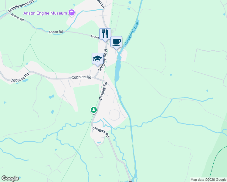 map of restaurants, bars, coffee shops, grocery stores, and more near in Poynton