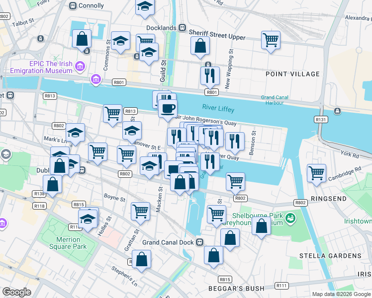 map of restaurants, bars, coffee shops, grocery stores, and more near in 