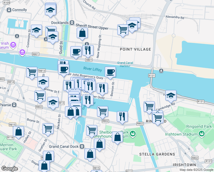 map of restaurants, bars, coffee shops, grocery stores, and more near in 