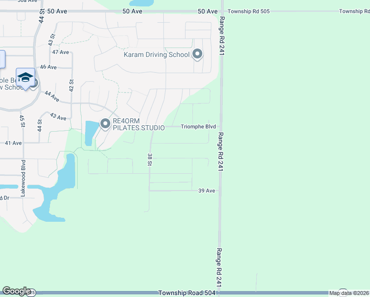 map of restaurants, bars, coffee shops, grocery stores, and more near Triomphe Boulevard in Beaumont