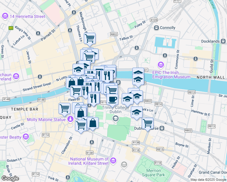 map of restaurants, bars, coffee shops, grocery stores, and more near in 