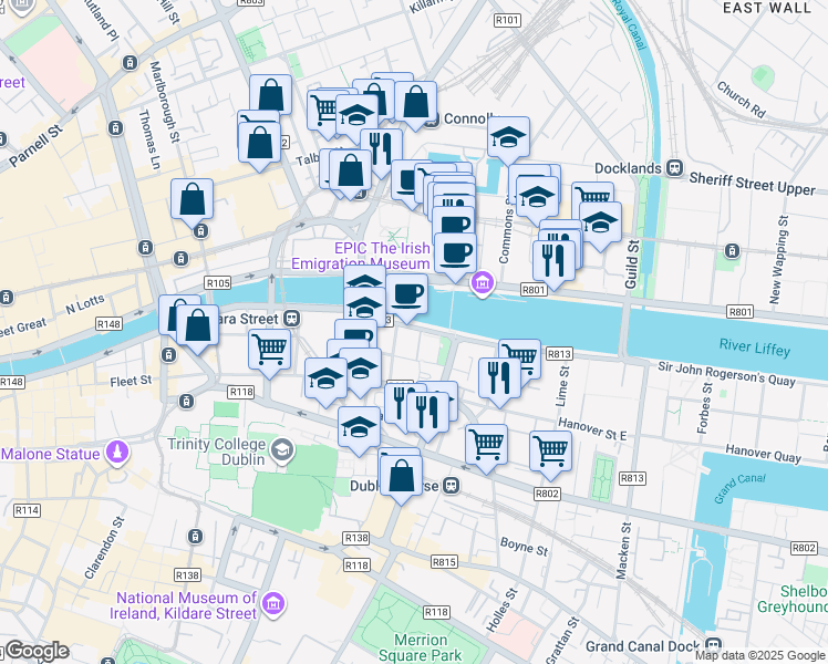 map of restaurants, bars, coffee shops, grocery stores, and more near in 