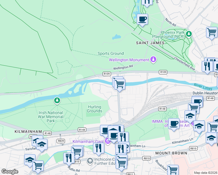 map of restaurants, bars, coffee shops, grocery stores, and more near in 