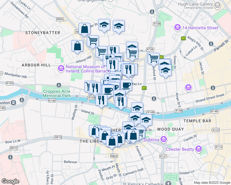 map of restaurants, bars, coffee shops, grocery stores, and more near in 