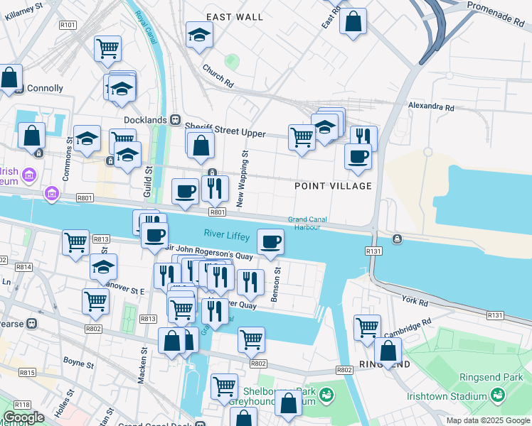 map of restaurants, bars, coffee shops, grocery stores, and more near in 