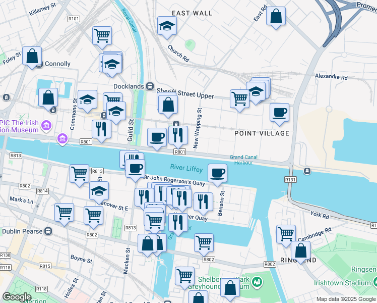 map of restaurants, bars, coffee shops, grocery stores, and more near in 