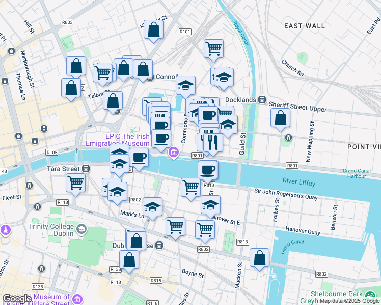 map of restaurants, bars, coffee shops, grocery stores, and more near in 