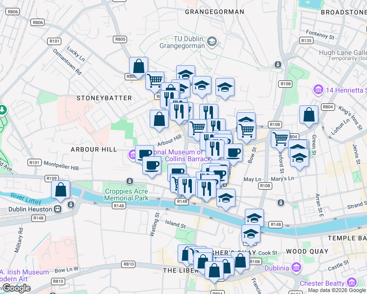 map of restaurants, bars, coffee shops, grocery stores, and more near in 