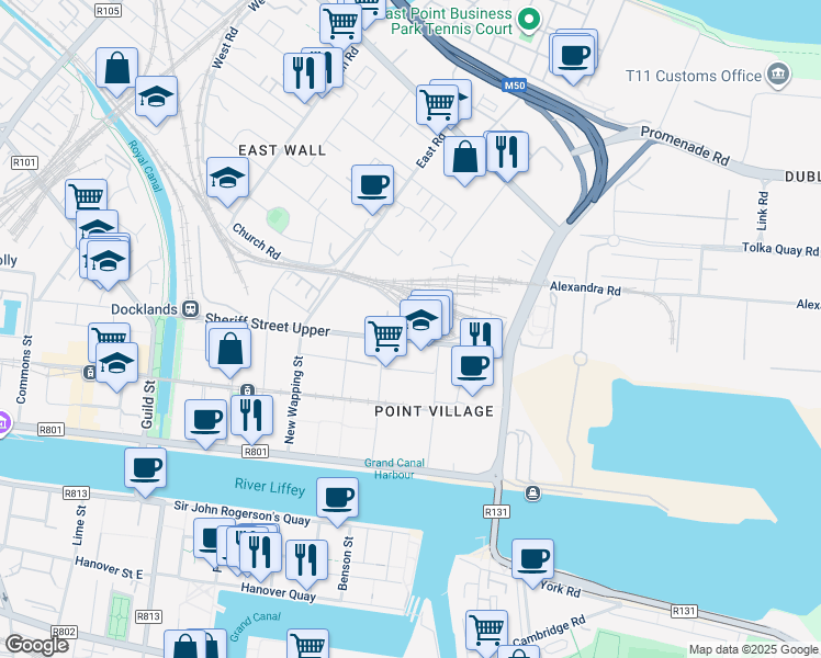 map of restaurants, bars, coffee shops, grocery stores, and more near in 