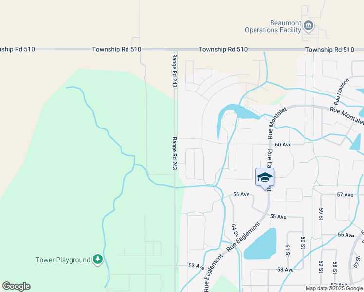 map of restaurants, bars, coffee shops, grocery stores, and more near 6504 60 Avenue in Beaumont