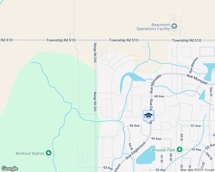 map of restaurants, bars, coffee shops, grocery stores, and more near 6502 60 Avenue in Beaumont