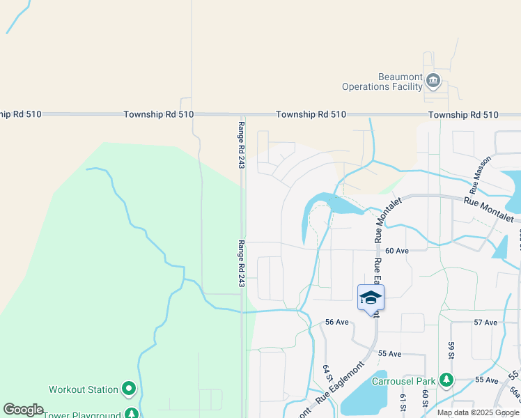 map of restaurants, bars, coffee shops, grocery stores, and more near 6112 65 Street in Beaumont