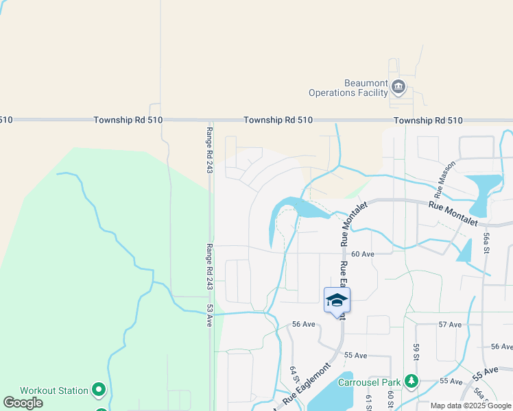 map of restaurants, bars, coffee shops, grocery stores, and more near 6115 65 Street in Beaumont