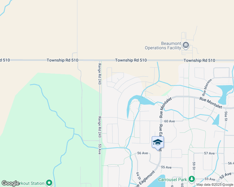 map of restaurants, bars, coffee shops, grocery stores, and more near 6115 65 Street in Beaumont