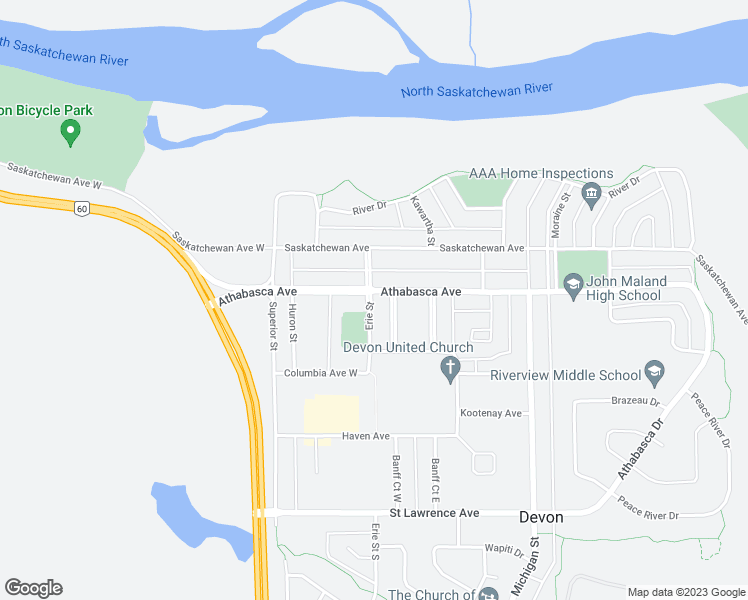 map of restaurants, bars, coffee shops, grocery stores, and more near 32 Erie Street in Devon