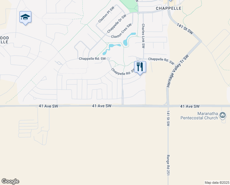 map of restaurants, bars, coffee shops, grocery stores, and more near 6853 Cardinal Link Southwest in Edmonton